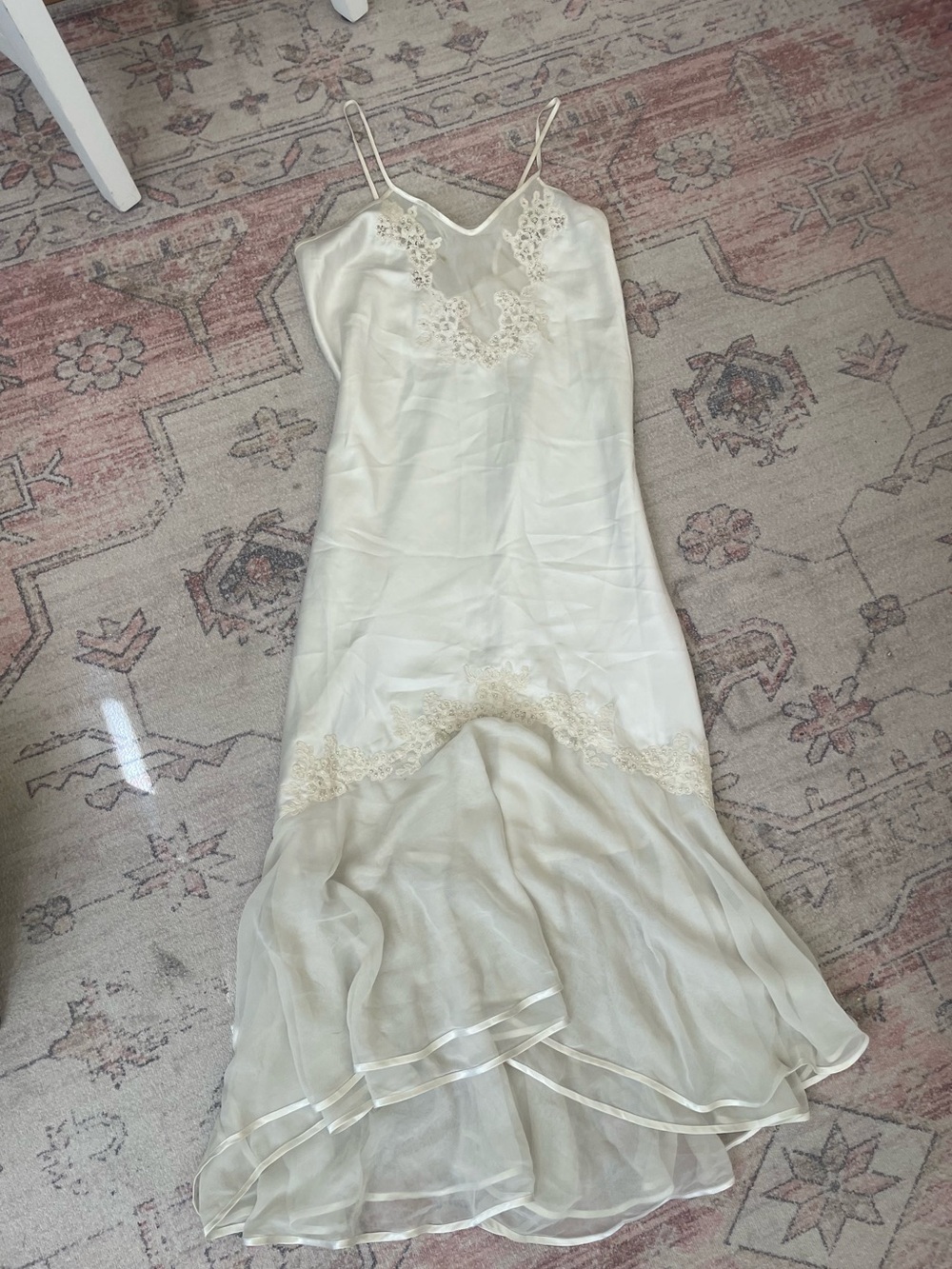 Vintage Victoria Secret Bridal Off White Lace Beaded Slip Dress Womens S